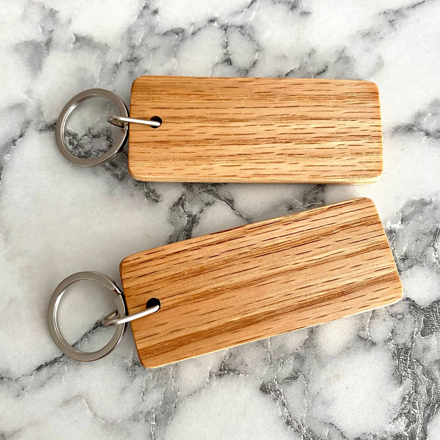 Couples Engraved Wood Keychain