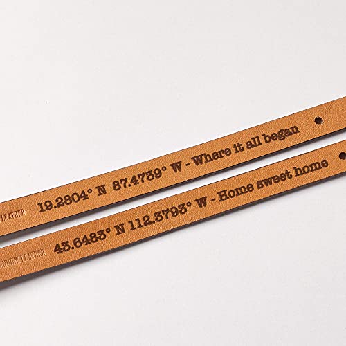 Coordinates Hidden Engraved Leather Bracelet, Anniversary Gift for Him