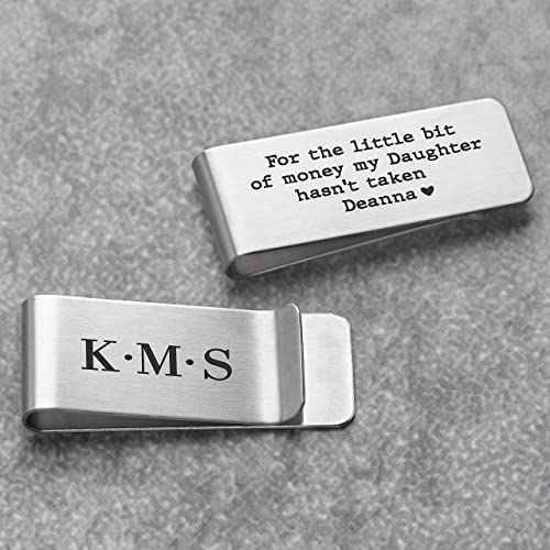 Personalized Metal Money Clip, Engraved Anniversary Gift for Dad