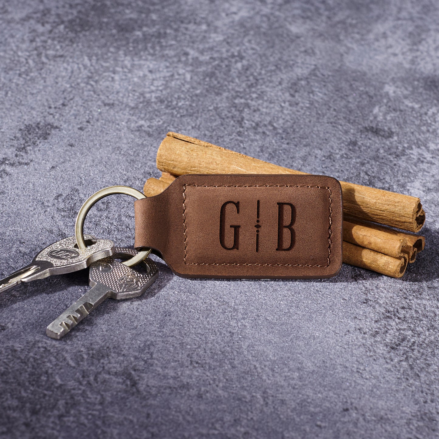 Mens Leather Keychains, Monogram Keychain, Personalized Keychain