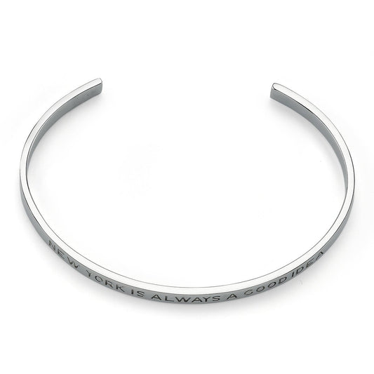 New York is Always A Good Idea Engraved Bracelet Cuff