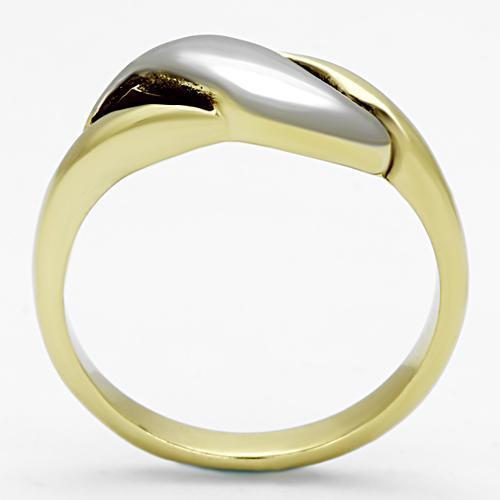 TK1089 - Two-Tone IP Gold (Ion Plating) Stainless Steel Ring with No